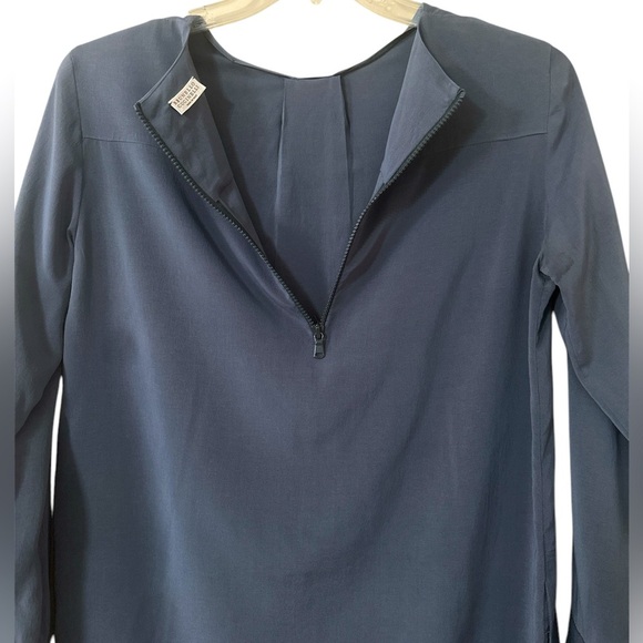 BRUNELLO CUCINELLI LONG SLEEVE SHIFT DRESS DARK GRAY STRETCH SILK
SIZE LARGE - Picture 6 of 6